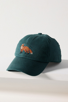 By Anthropologie Needlepoint Icon Waxed Canvas Baseball Cap In Green