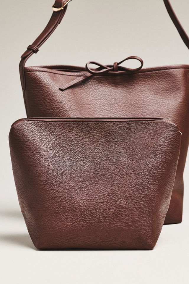 Vegan Leather Buckle-Strap Bucket Bag #2