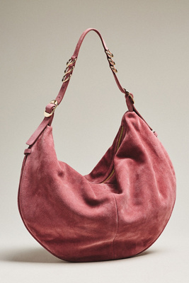 By Anthropologie Belted Suede Hobo Bag In Purple