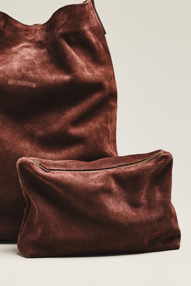 Buckled North-South Suede Tote Bag #2