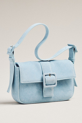 By Anthropologie Buckle Suede Shoulder Bag In Blue