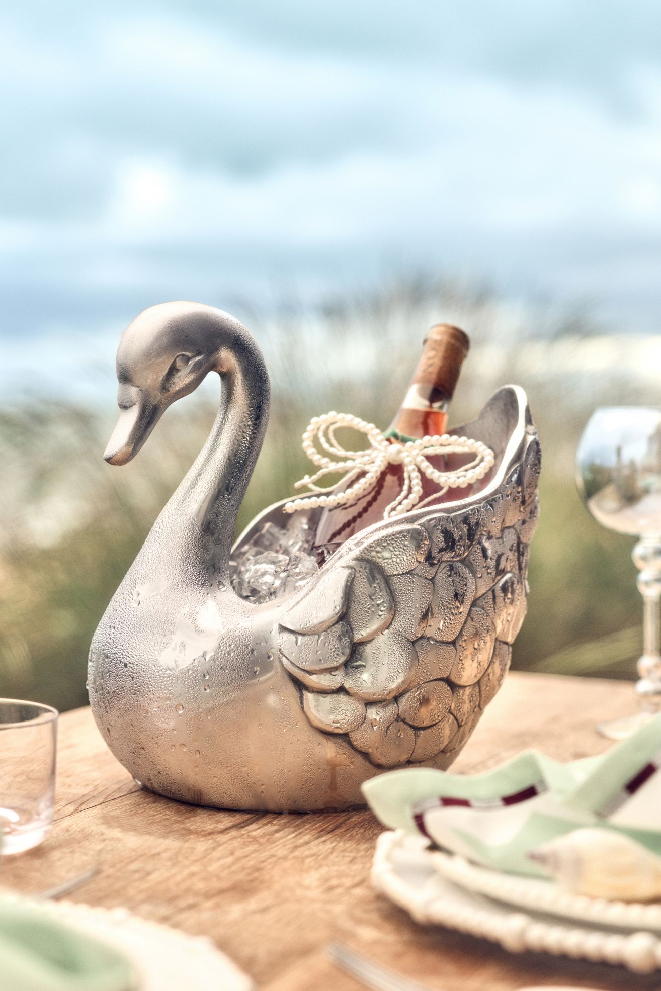 Delphine Swan Ice Bucket - Silver, One Size