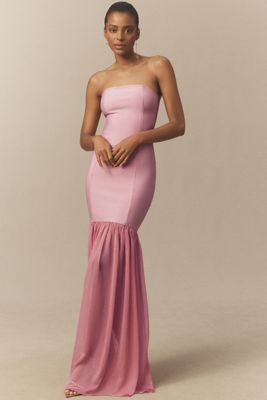 Elliatt Kristel Strapless Corset Drop-Waist Chiffon Maxi Dress