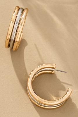 By Anthropologie Two-tone Triple Huggie Earrings
