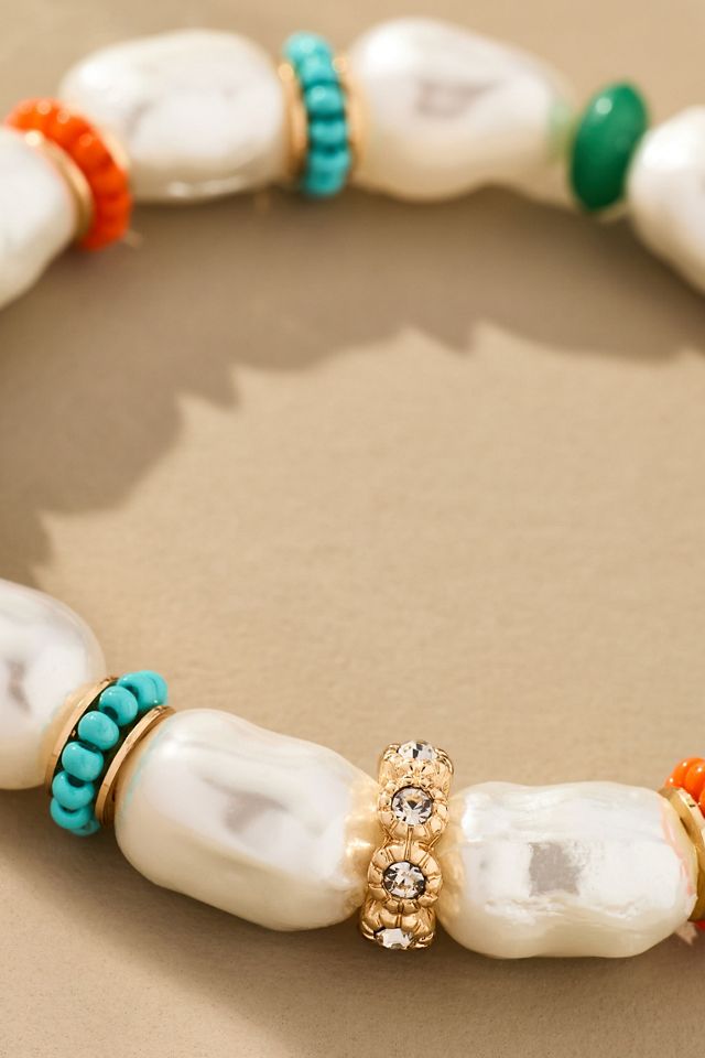 Colorful Beaded Baroque Pearl Bracelet #1