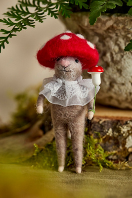 Terrain Mushroom Mouse Felt Critter In Multi