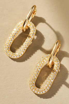 By Anthropologie Pavé Paperclip Link Huggie Earrings