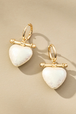 By Anthropologie Icon Charm Huggie Hoop Earrings In White