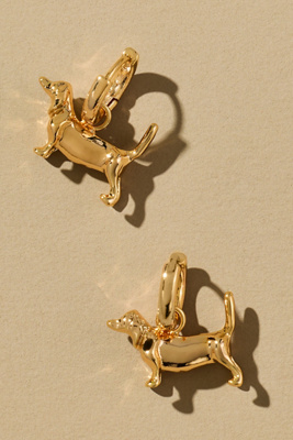 By Anthropologie Icon Charm Huggie Hoop Earrings In Brown