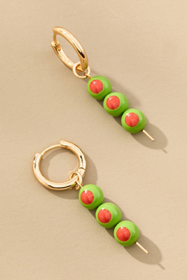 By Anthropologie Icon Charm Huggie Hoop Earrings In Green