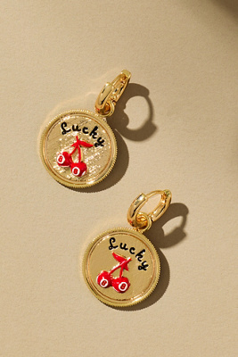 By Anthropologie Icon Charm Huggie Hoop Earrings In Red