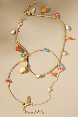 Drippy Charm Anklets, Set of 2