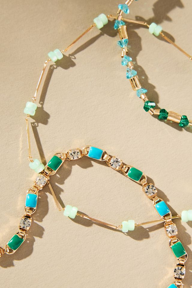 Stone & Crystal Anklets, Set of 3 #1