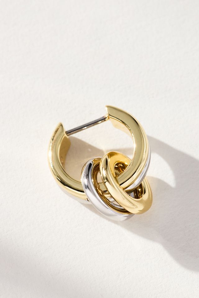 Ana Luisa Asher Drop Mixed Metal Huggie Hoop Earrings #1