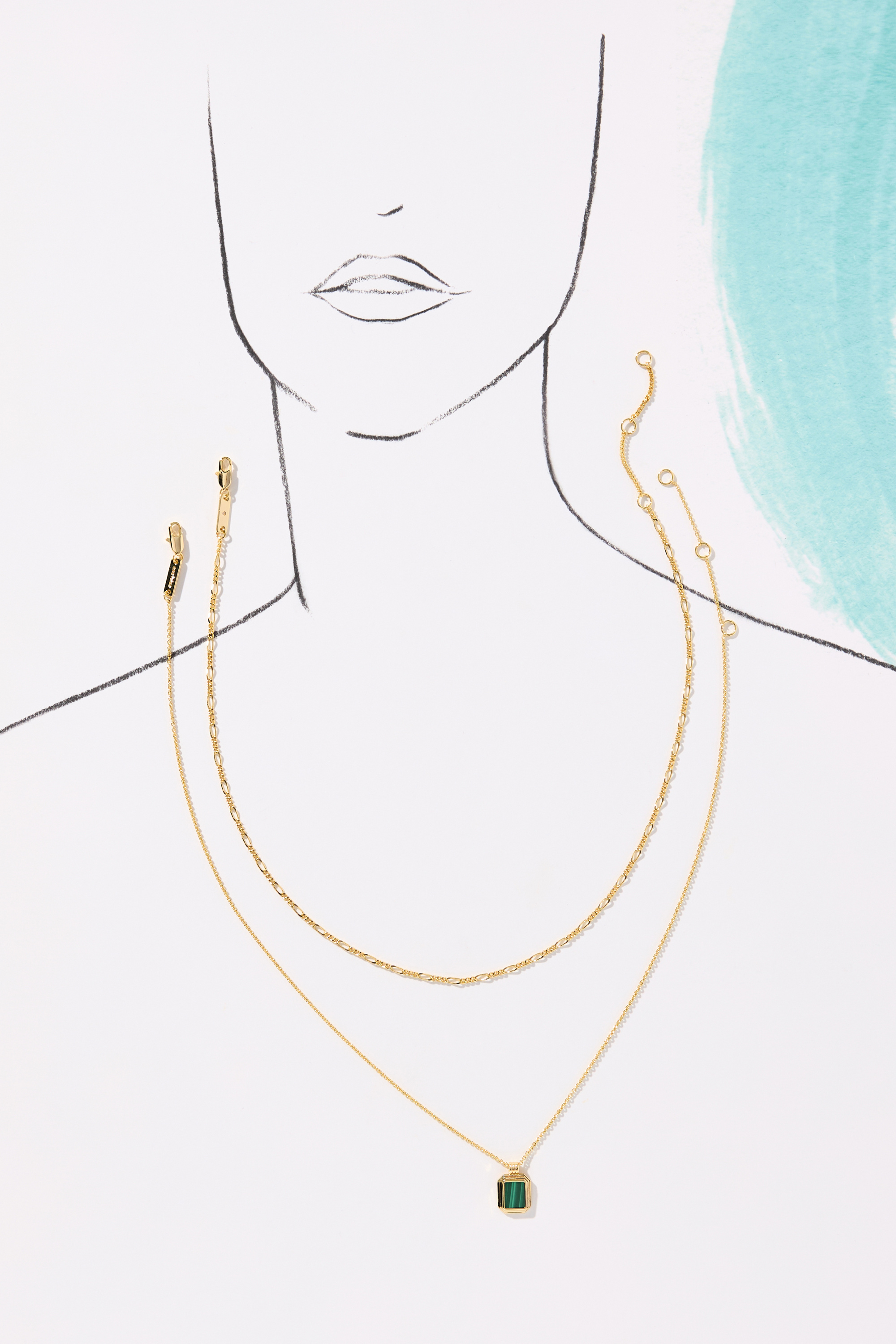 Temple Green Layered Necklaces, Set of 2 — Image 3