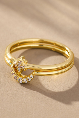 Ana Luisa Moon And Star Sky Rings, Set Of 2 In Gold