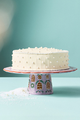Gingerbread House Stoneware Cake Stand