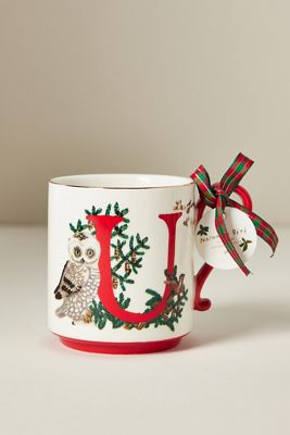 Nathalie Lete Stoneware Holiday Monogram Mug