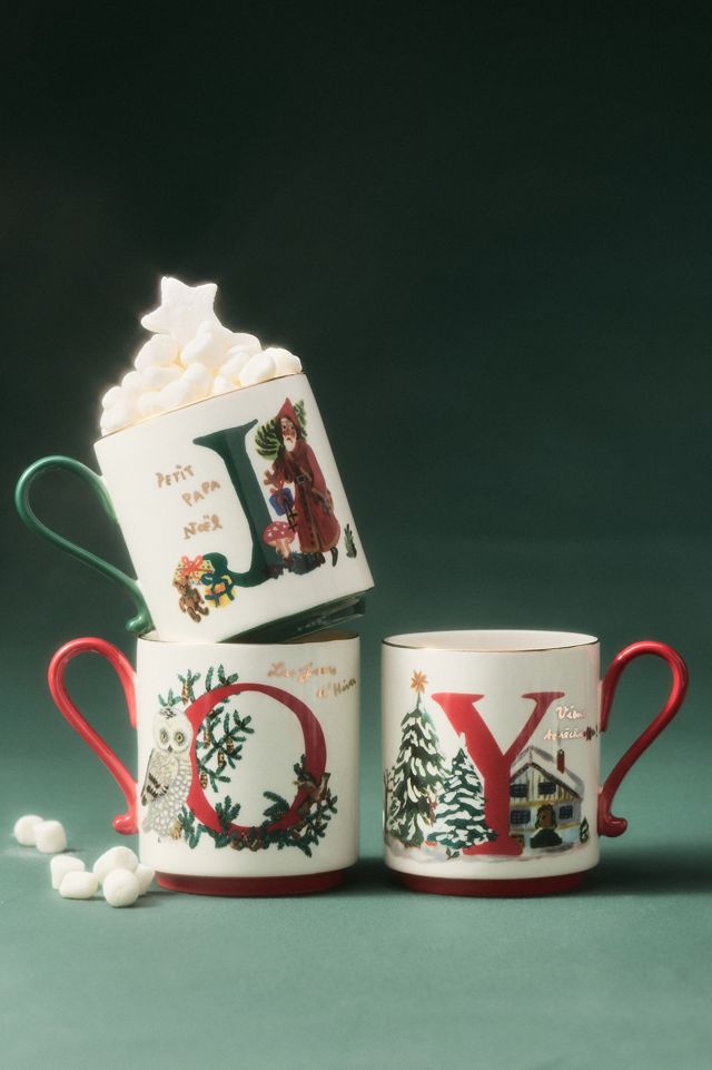 Nathalie Lete Stoneware Holiday Monogram Mug