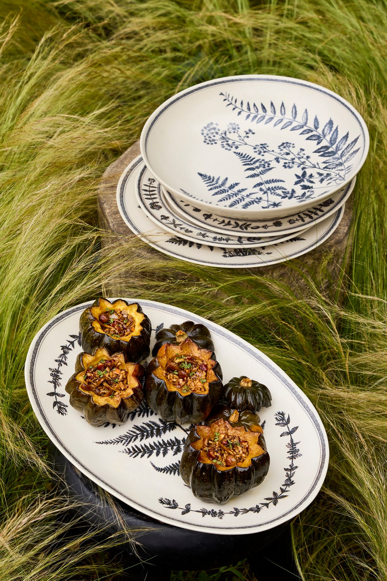 Black Fern Stoneware Oval Serving Platter - Multi, Standard, One Size