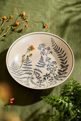 Terrain Black Fern Stoneware Serving Bowl In White