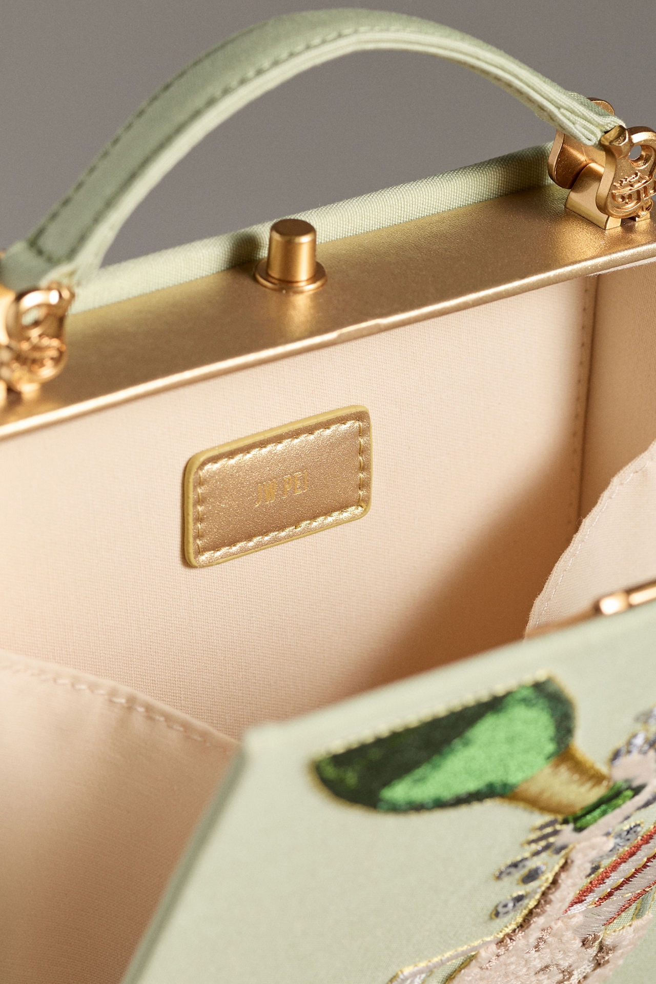 JW PEI Champagne Embroidered Clutch