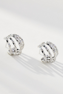 By Anthropologie Hammered Cage Huggie Earrings