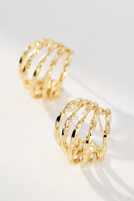 By Anthropologie Hammered Cage Huggie Earrings