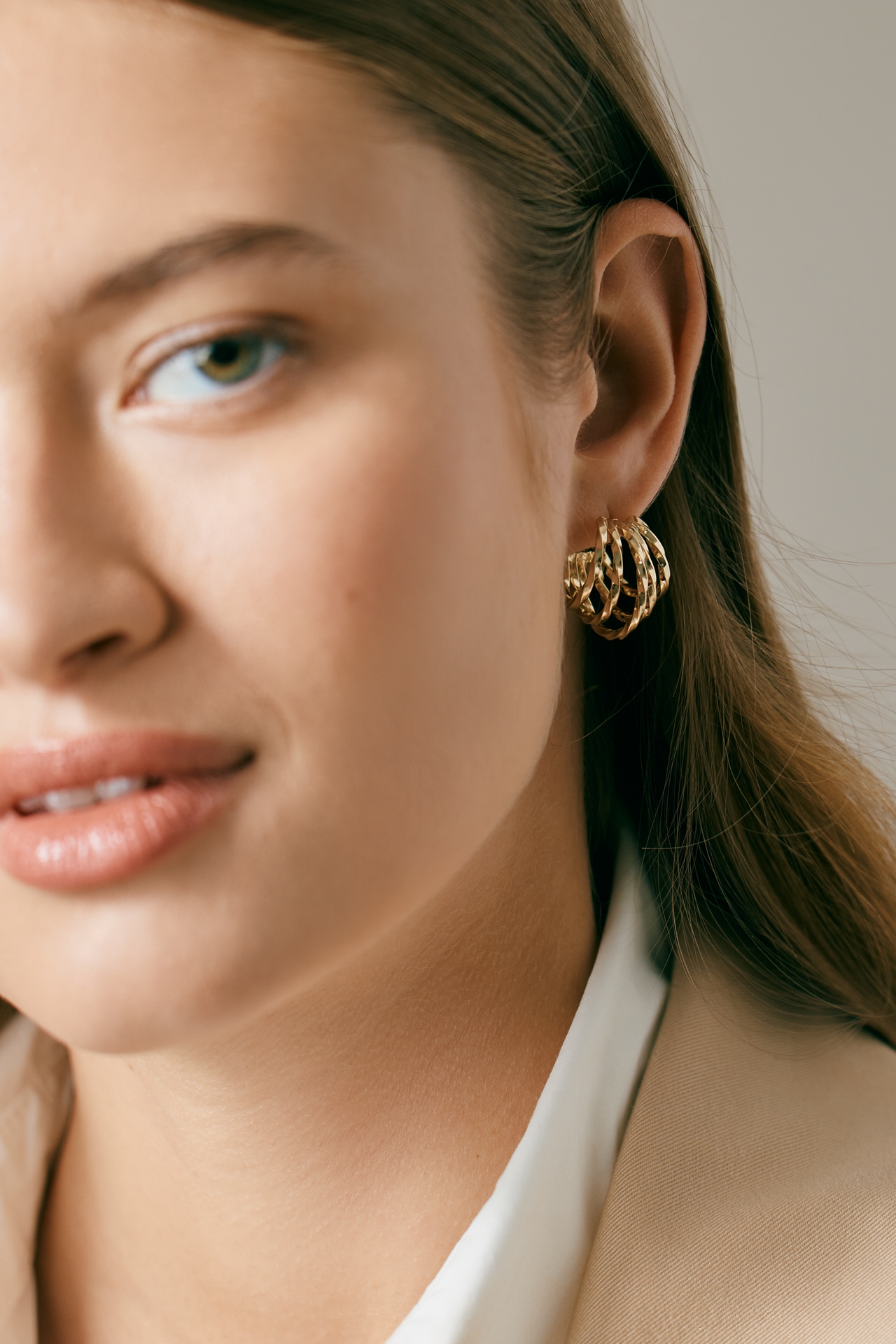 Hammered Cage Huggie Earrings