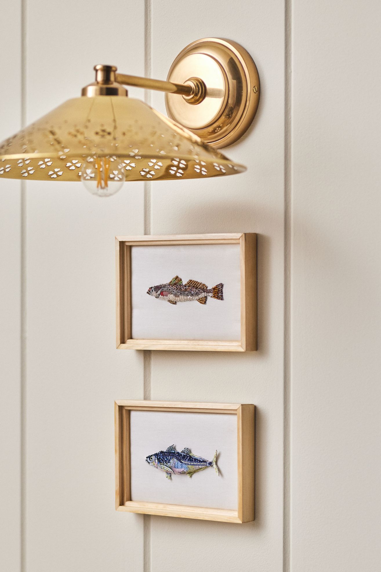 Anthropologie Fish Beaded Wall Art - Brown
