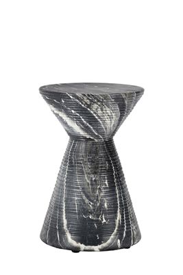 Faux-Marble Reeded Indoor/Outdoor Side Table