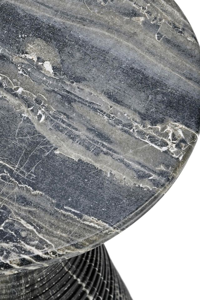 Faux-Marble Reeded Indoor/Outdoor Side Table #1