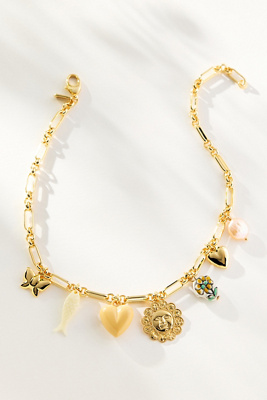 Logan Tay Retro Charm Necklace In Gold