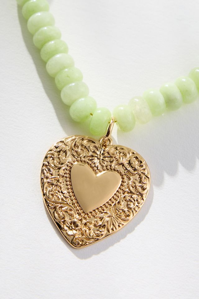 Logan Tay Beaded Vintage Heart Necklace | Anthropologie