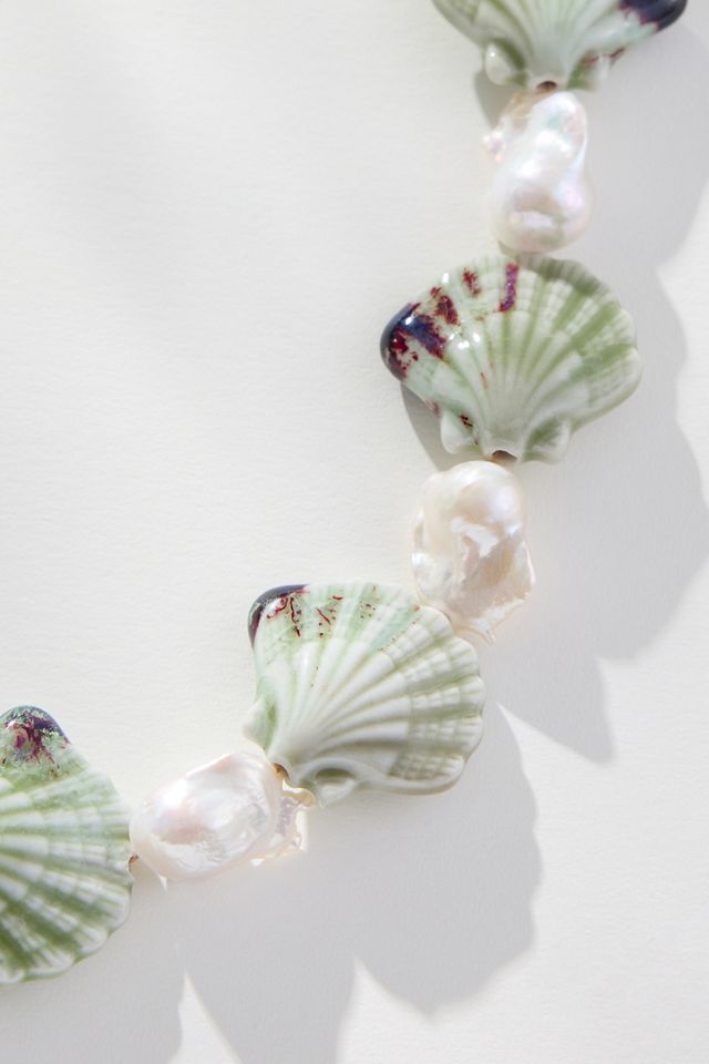 Logan Tay Green Shell Baroque Pearl Necklace | Anthropologie