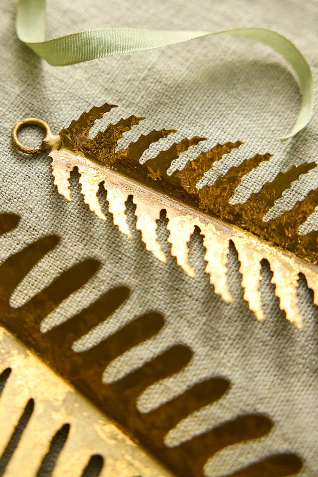 Gold Foil Fern Frond Ornaments, Set of 12 #1