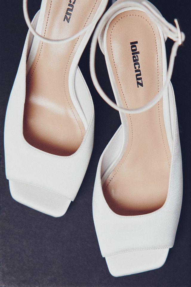 Lola Cruz Sculpted Peep-Toe Heels #1