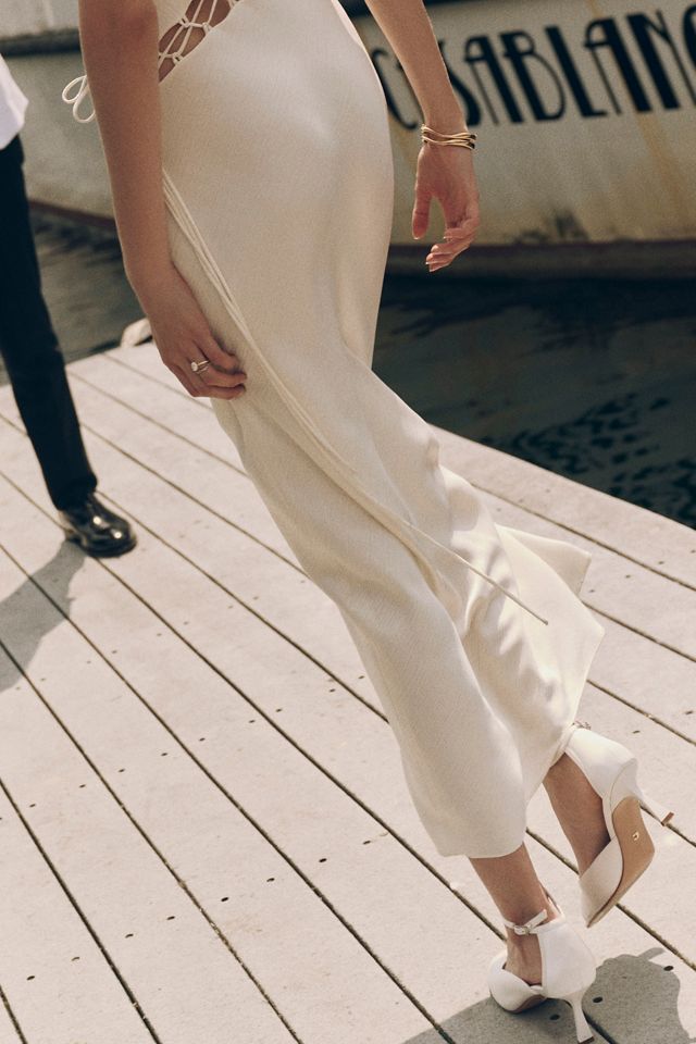 Lola Cruz Sculpted Peep-Toe Heels #5