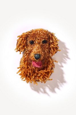 Deepa Gurnani Golden Retriever Brooch