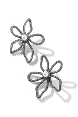 Deepa Gurnani Felicity Flower Post Earrings In Gray