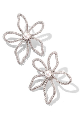 Deepa Gurnani Felicity Flower Post Earrings In Metallic