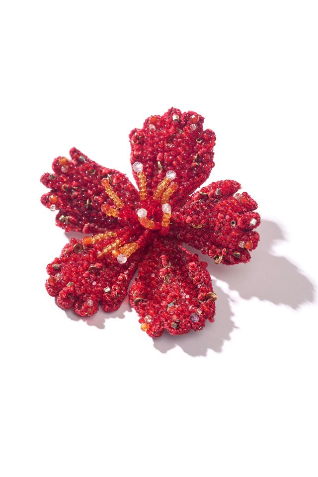 Deepa Gurnani Hibiscus Flower Clip-On Earrings #1
