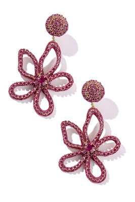Deepa Gurnani Fiorella Flower Drop Earrings In Purple