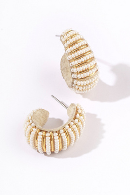 Deepa Gurnani Davon Beaded Hoop Earrings In Gold