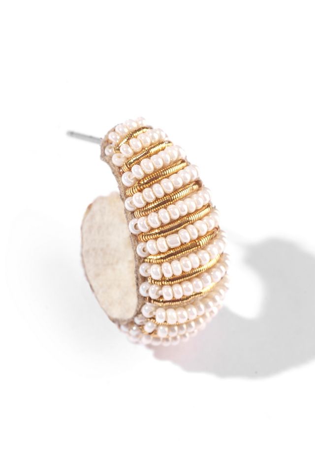 Deepa Gurnani Davon Beaded Hoop Earrings #1