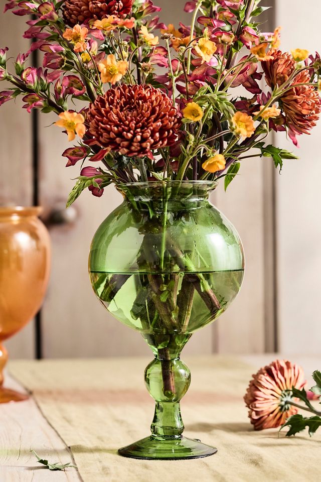 Colorful Footed Glass Vase #1