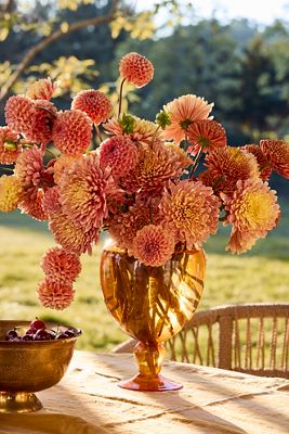 Colorful Footed Glass Vase