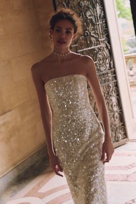 Anthropologie ★ Helsi Vivi Strapless Beaded Midi Dress Helsi Vivi Strapless Beaded Fit & Flare Midi Dress