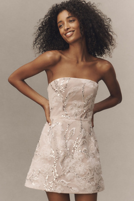 Helsi Marisa Strapless Sequin Floral Mini Dress In Black