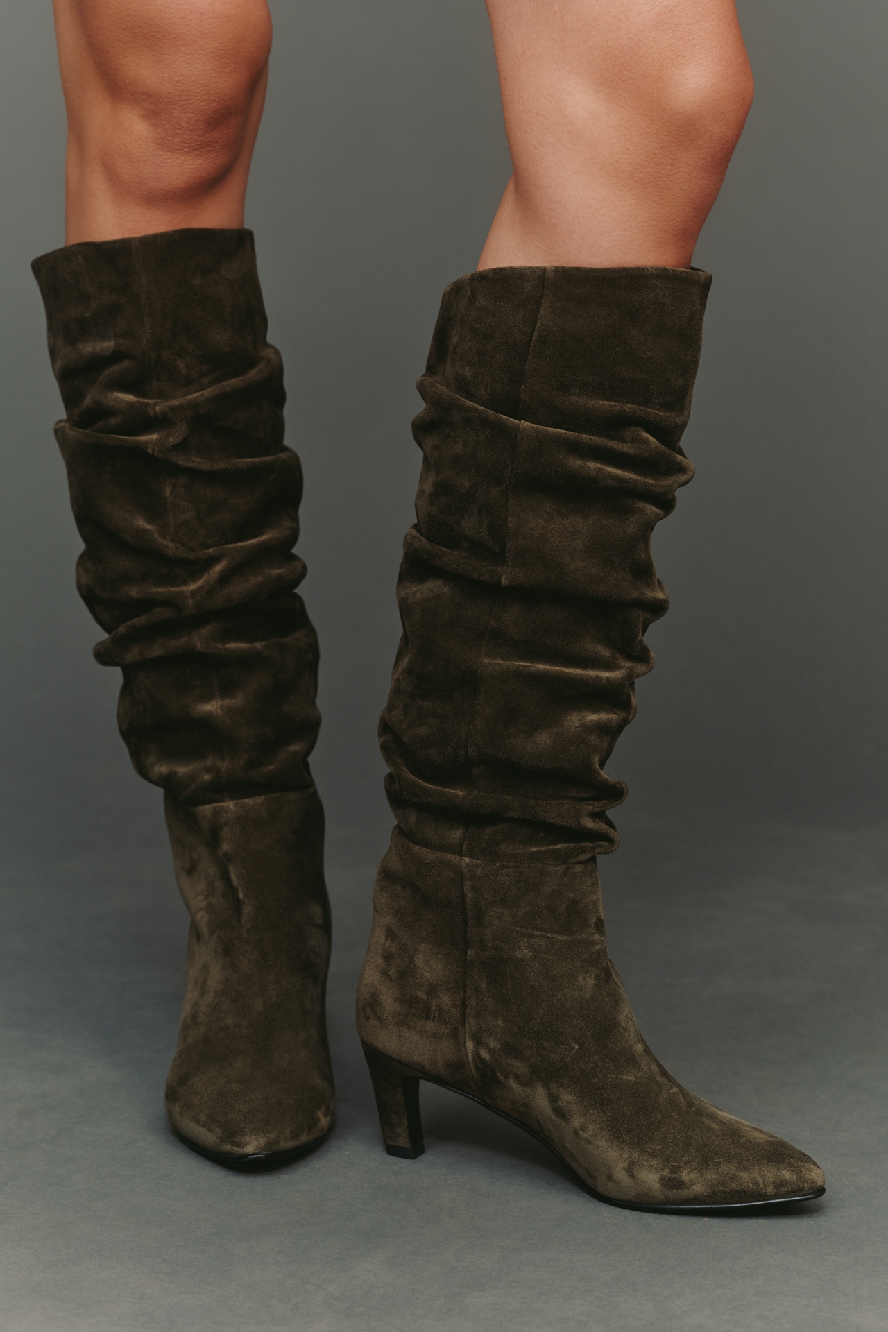 By Anthropologie Scrunched Suede Boots
